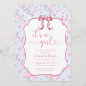 Roze boog Het is een meisje Baby shower Kaart (Voorkant / Achterkant)