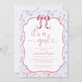 Roze boog Het is een meisje Baby shower Kaart