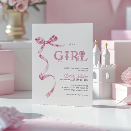 Roze boog Het is een meisje Baby shower Kaart