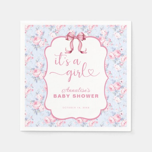 Roze boog Het is een meisje Baby shower Servet (Voorkant)