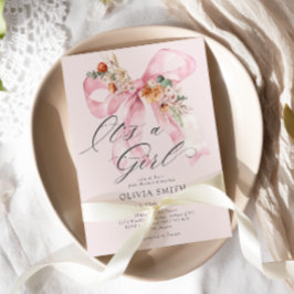 Roze boog is een meisje bloemenBaby shower Kaart