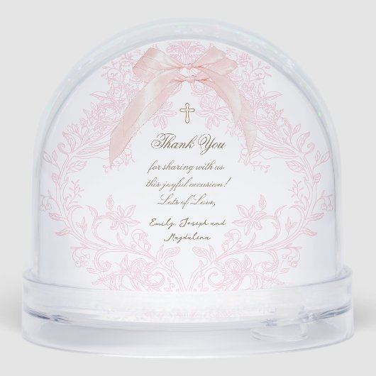 roze boog kam Doopsel dank u Sneeuwbol (Achterkant)