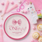 Roze boog Kleine Miss Onederful 1e verjaardag Papieren Bordje (Feest)