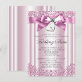 Roze Boog Kruis Eerste Communie Kaart (Voorkant / Achterkant)