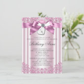 Roze Boog Kruis Eerste Communie Kaart (Staand voorkant)