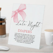 Roze boog Late Night Luier Baby shower Spel Reclamebord Met Voetstuk (Insitu)