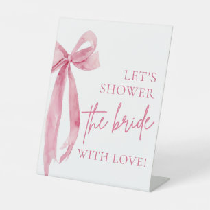 Roze boog Laten we de bruid met liefdesbord douche Reclamebord Met Voetstuk