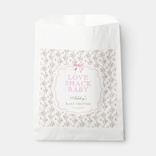  roze boog liefde shack meisje Baby shower Bedankzakje (Voorkant)