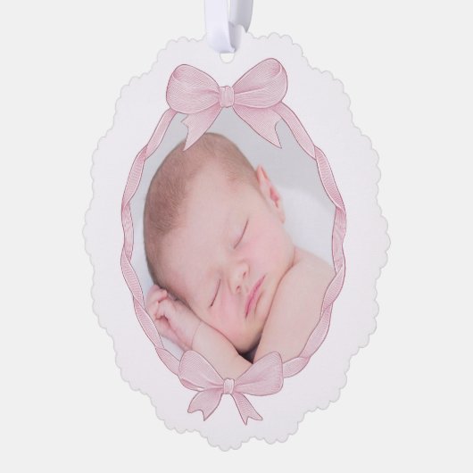 roze boog lijst Doop dank u Ornament Kaart (Links)