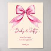 Roze boog lint baby shower boeken geschenken teken poster (Voorkant)