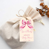 Roze boog lint baby shower schattig dank u gunst cadeaulabel