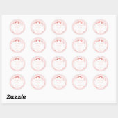 Roze boog lint gingham baby shower dank u ronde sticker (Vel)