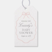 Roze Boog Meisje Baby Shower Cadeaulabel (Voorkant)