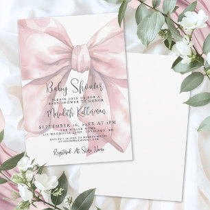 Roze Boog Meisje Baby Shower Kaart