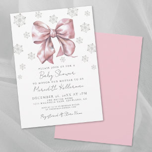 Roze Boog Meisje Baby Shower Kaart
