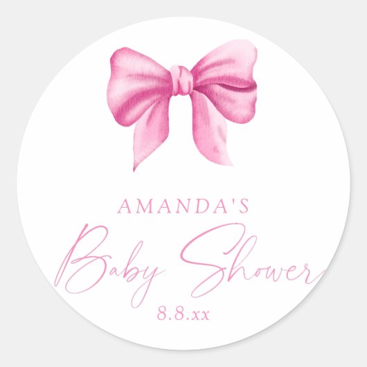 ROZE BOOG meisje Baby shower Ronde Sticker (Voorkant)