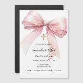 Roze boog meisje Bevestiging Magnetische Uitnodiging (Voorkant / Achterkant)