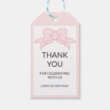 Roze Boog Meisje Kinderen 1e Verjaardag