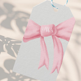 Roze Boog met Monogram Cadeaulabel