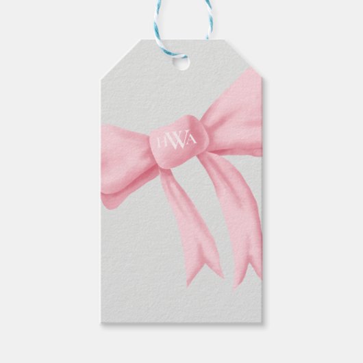 Roze Boog met Monogram Cadeaulabel (Voorkant)