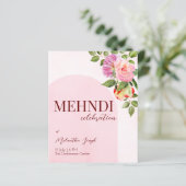 Roze boog met rozen budget, uitnodiging (Staand voorkant)