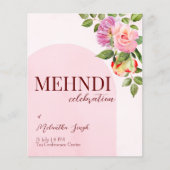 Roze boog met rozen budget, uitnodiging (Voorkant)