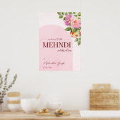 Roze boog met rozen op maat poster (Keuken)