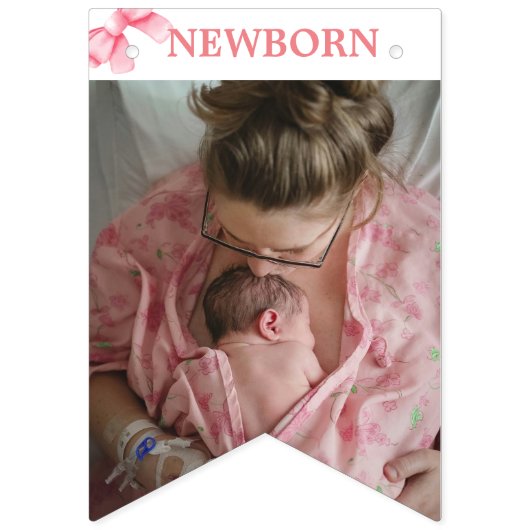 Roze boog mijlpaal banner, 12 maanden, verjaardag vlaggetjes (Tweede vlag)