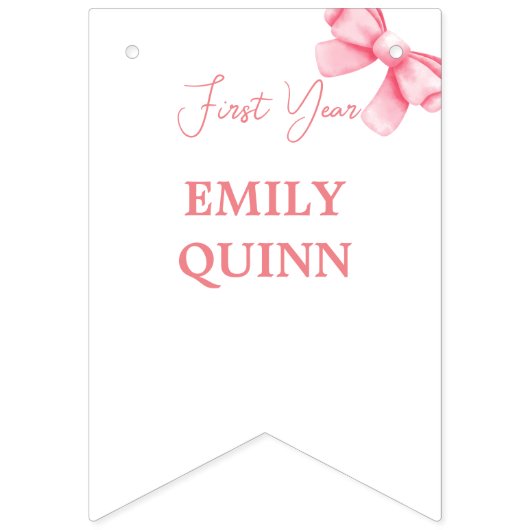 Roze boog mijlpaal banner, 12 maanden, verjaardag vlaggetjes (Eerste vlag)