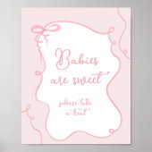 Roze boog minimal Baby's zijn zoet baby shower Poster (Voorkant)