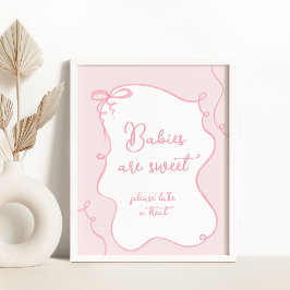 Roze boog minimal Baby's zijn zoet baby shower Poster