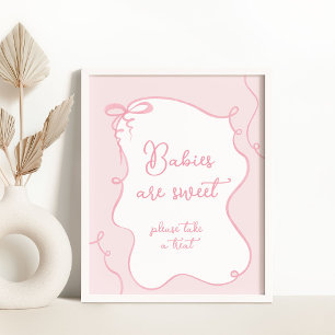 Roze boog minimal Baby's zijn zoet baby shower Poster
