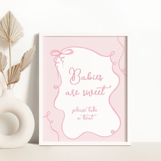 Roze boog minimal Baby's zijn zoet baby shower Poster