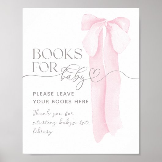 Roze boog minimalistisch meisje Baby shower boek Poster (Voorkant)