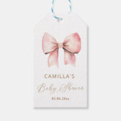 Roze boog minimalistisch meisje Baby shower Cadeaulabel (Voorkant)