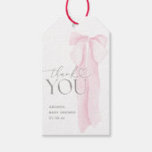 Roze boog minimalistisch meisje Baby shower Cadeaulabel (Voorkant)