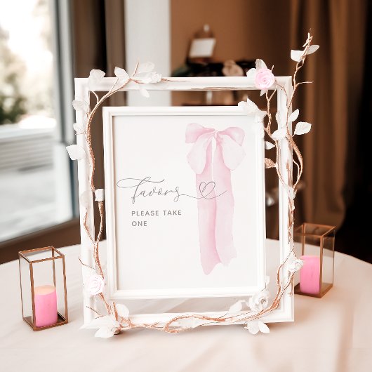 Roze boog minimalistisch meisje Baby shower gunste Poster