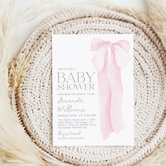 Roze boog minimalistisch meisje Baby shower Kaart