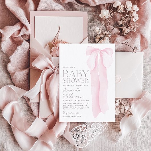 Roze boog minimalistisch meisje Baby shower Kaart