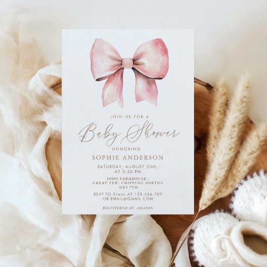Roze boog minimalistisch meisje Baby shower Kaart