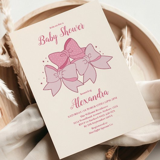 Roze boog minimalistisch meisje Baby shower Kaart
