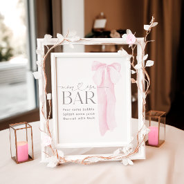 Roze boog minimalistisch meisje Baby shower momosa Poster