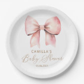 Roze boog minimalistisch meisje Baby shower Papieren Bordje (Voorkant)