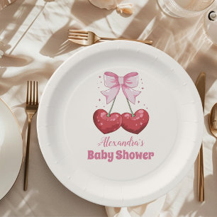 Roze boog minimalistisch meisje Baby shower Papieren Bordje