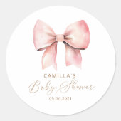 Roze boog minimalistisch meisje Baby shower Ronde Sticker (Voorkant)