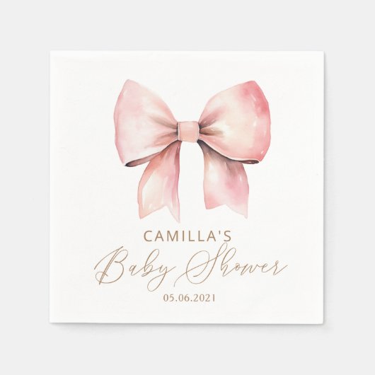 Roze boog minimalistisch meisje Baby shower Servet (Voorkant)