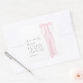 Roze boog minimalistisch meisje Baby shower Vierkante Sticker (Envelop)