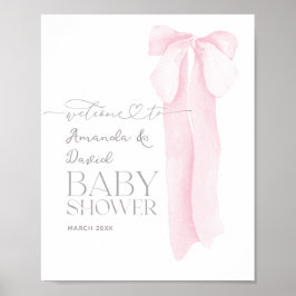 Roze boog minimalistisch meisje Baby shower welkom Poster