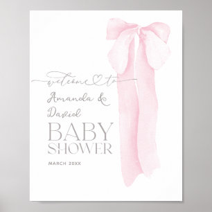 Roze boog minimalistisch meisje Baby shower welkom Poster