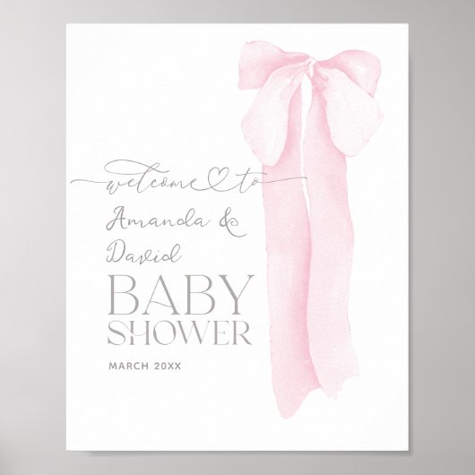 Roze boog minimalistisch meisje Baby shower welkom Poster (Voorkant)